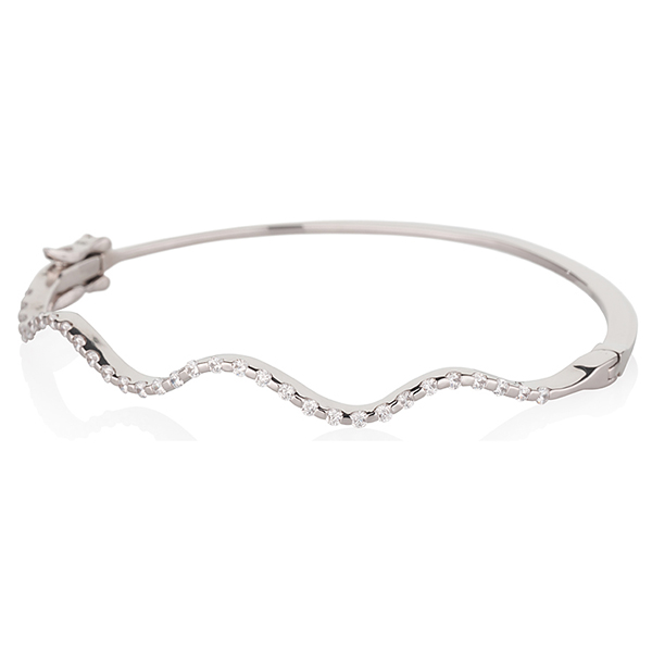 wavy diamond silver bracelet
